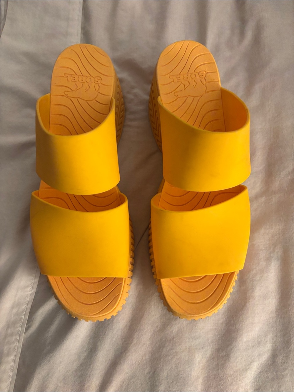 Sorel Women's Yellow Dual-Strap Slide Sandals
